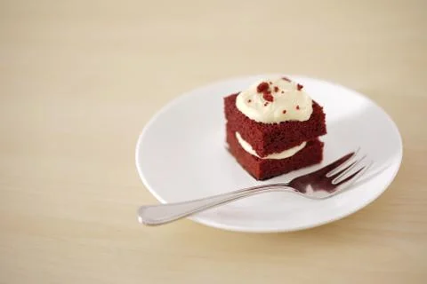 Delicate piece of small chocolate cake Stock Photos