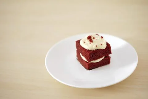 Delicate piece of small chocolate cake Stock Photos