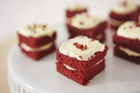 Delicate piece of small chocolate cake Stock Photos