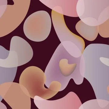 Delicate pink abstract rounded liquid shapes on burgundy background seamless Stockillustratie