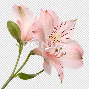 Delicate pink alstroemeria flower isolated on transparent background PSD Template