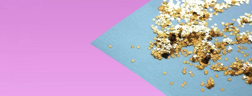 Delicate pink and angular part of trendy blue background Stock Photos