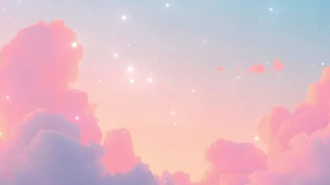 Delicate Pink Clouds: A Gentle Sky Filled with Soft and Dreamy Hues at Dusk Stock Footage 306825686