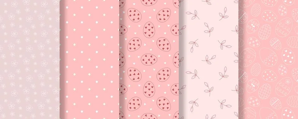 Delicate pink easter pattern set Illustrazione stock