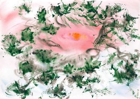 Delicate pink eye looking from the fluffy green foliage Stock Photos