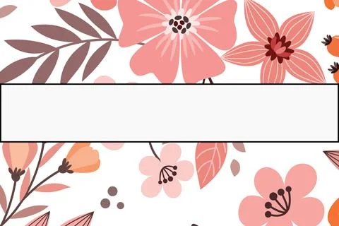 Delicate Pink Floral Pattern Background with White Text Banner Vector Stock Illustration