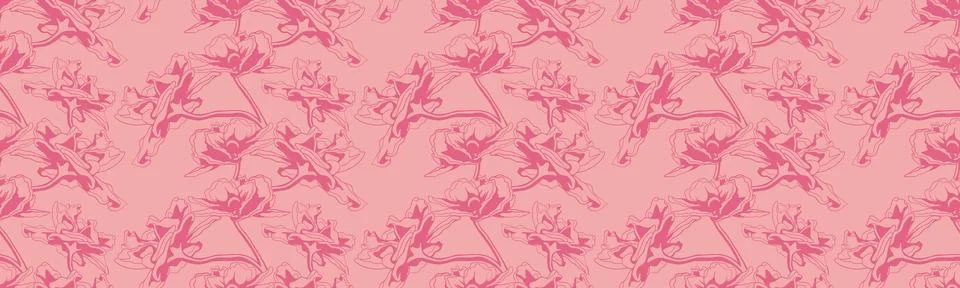 Delicate pink floral pattern, seamless design.  Elegant, abstract blossoms .. Stock Illustration