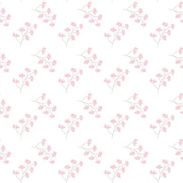 Delicate pink floral pattern on white background with minimalist design Stockillustratie