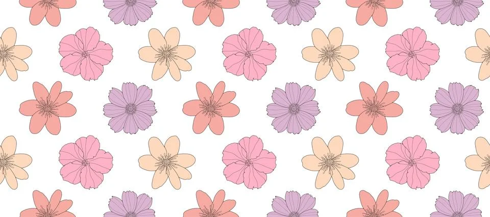 Delicate pink floral seamless pattern. Stock Illustration