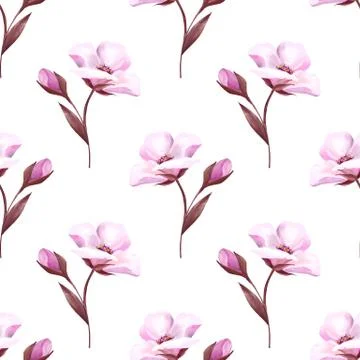 Delicate pink flowers. Seamless pattern 2 Stock Illustration