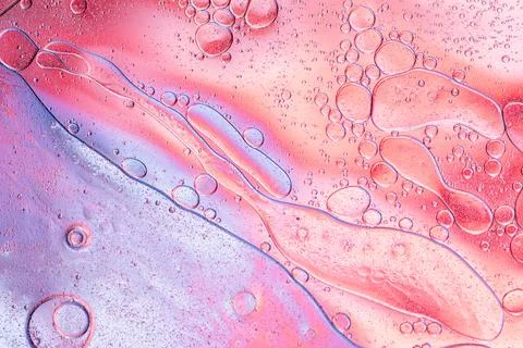 Delicate pink fluid texture with bubble shapes Stock Photos