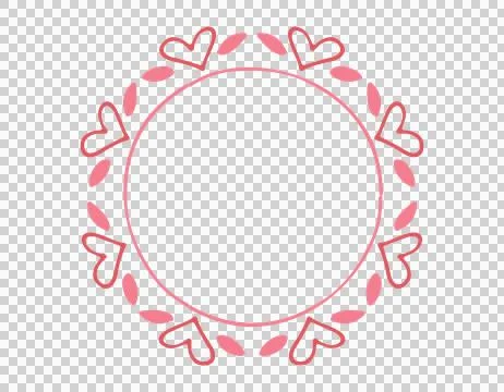 Delicate pink heart and leaf border design for invitations and cards Stock Illustration