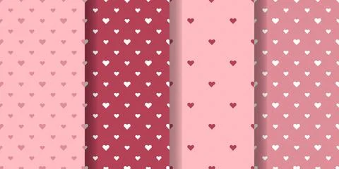 Delicate pink hearts vector seamless pattern set Stock Illustration