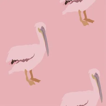 Delicate pink pelikan vector illustration. Picture with exotic birds on a ten Stock Illustration