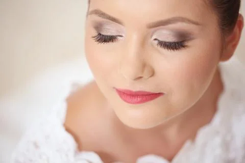 Delicate portrait of a bride Stock Photos
