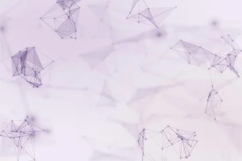 Delicate purple polygonal connections float across a softly blurred lavende.. Illustrazione stock