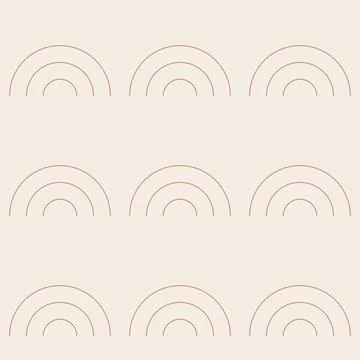 Delicate rainbow arches repeat across a pale cream background creating a Stock Illustration