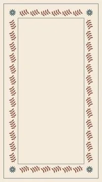 A delicate rectangular border of rust leaves and small corner flowers surro.. Stock-Illustration