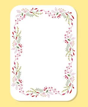 Delicate rectangular floral frame adorned with pink, red, yellow, green flo.. Stock Illustration