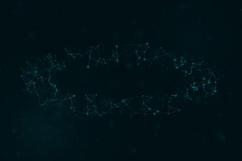 A delicate ring of teal network fragments forms a subtle circular compositi.. 스톡 일러스트