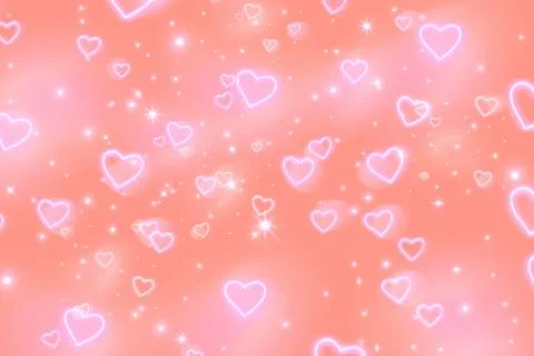 Delicate romantic light background with glowing hearts Stock Illustration