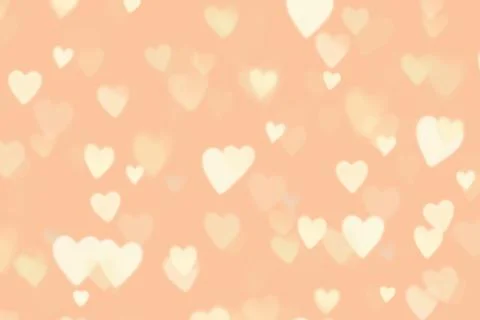 Delicate romantic light background with many hearts, Peach Fuzz color, color of Stock Illustration
