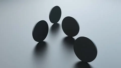 Delicate, round geometric elements on a metallic surface, animation. 3D render Stock Footage 347795076