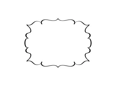 Delicate scalloped doodle border vector, thin black hand drawn wavy frame with Stock Illustration