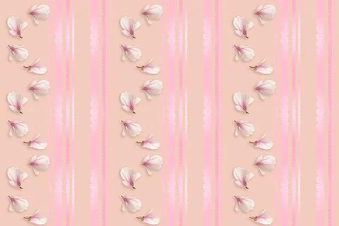 Delicate seamless background, natural pattern with pink magnolia buds, spring Foto stock