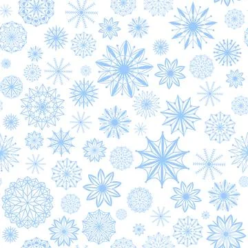 Delicate seamless pattern of openwork snowflakes Stock Illustration