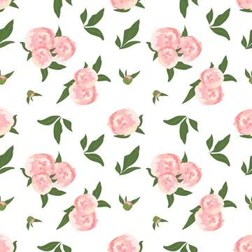 Delicate seamless pattern with peonies Stock Illustration