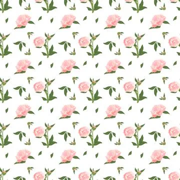 Delicate seamless pattern with peonies Stock Illustration