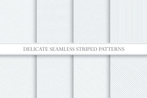 Delicate seamless striped patterns. Decorative fabric geometric textures. Illustrazione stock