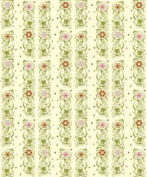 Delicate seamless vector pattern with stylized leaves, flowers resembling b.. Stock Illustration