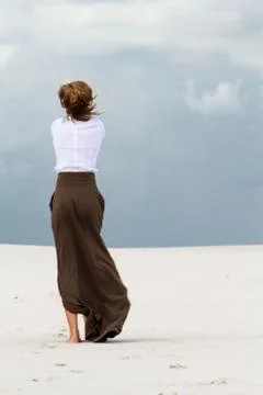 Delicate sensitive girl in the experiences in the wind Stock Photos