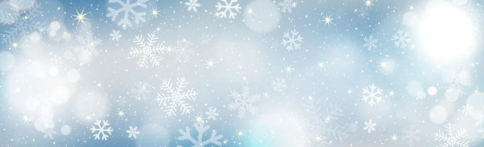 Delicate sky background with falling snowflakes Stock Illustration