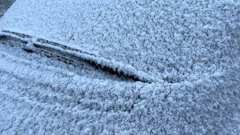 Delicate snow covering a car – texture of fluffy snow Stock Footage 301087853