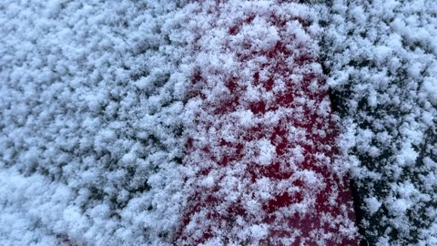 Delicate snow covering a car – texture of fluffy snow Stock Footage 301087911