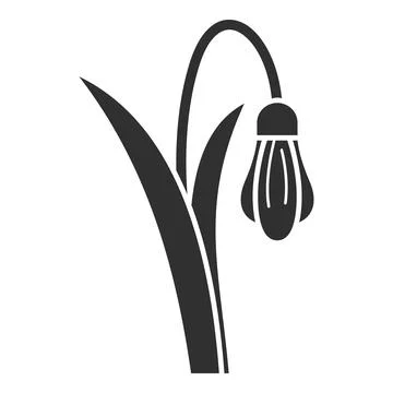 Delicate snowdrop flower blooming in spring black and white silhouette Stock Illustration