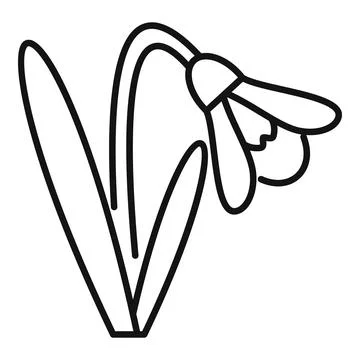 Delicate snowdrop flower blooming in springtime line art Stock Illustration