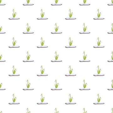 Delicate snowdrop flowers emerging from melting snow pattern Stock Illustration