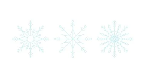 Delicate snowflakes 2D cartoon objects set Stock Illustration