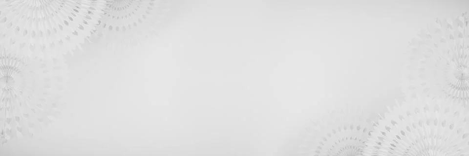 Delicate soft light white abstract banner background with round carved paper  Foto stock