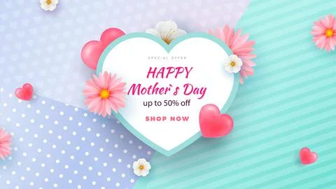 Delicate Spring Flowers Light Background. Heart Shape. Minimalistic Composition Stock Illustration