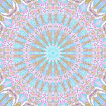 Delicate star ornament light blue pink purple centered Stock Illustration