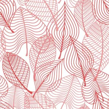 Delicate stylized leaf seamless pattern Stock Illustration