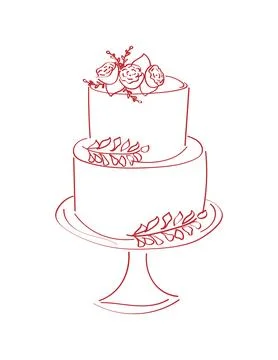 Delicate tasty multi-layer cake on a stand. Perfect for card of  birthdays,.. Stock Illustration