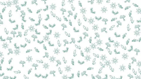 Delicate teal botanical line art seamless pattern animated background loop Video stock 335943529