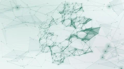 A delicate teal network of connected nodes, thin lines, and angular facets .. イラスト素材
