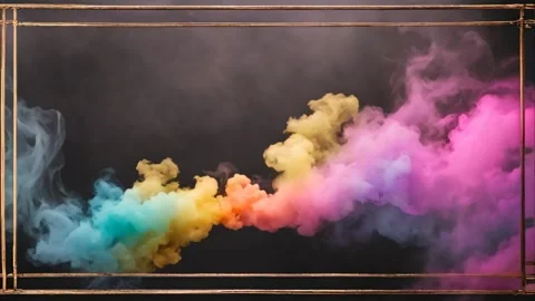 Delicate thin double gold frame in the center, dark background and colorful.. Vídeos de archivo 273954559